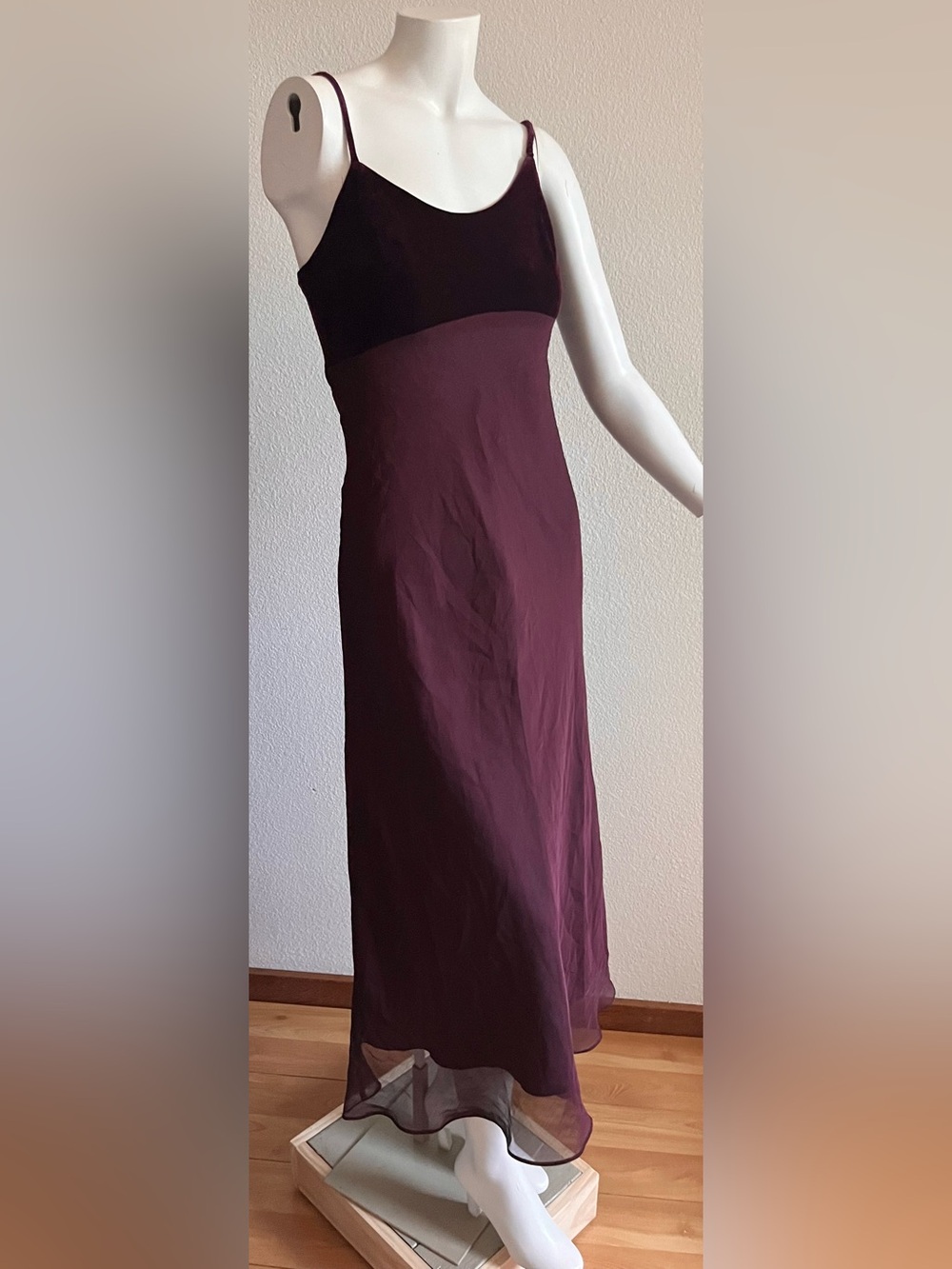 Hampton Nites Petite Vintage Velvet Chiffon Maxi Evening Dress Women 6P Eggplant